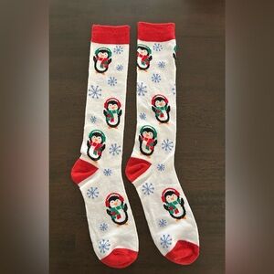 Festive Penguin Knee-High Socks